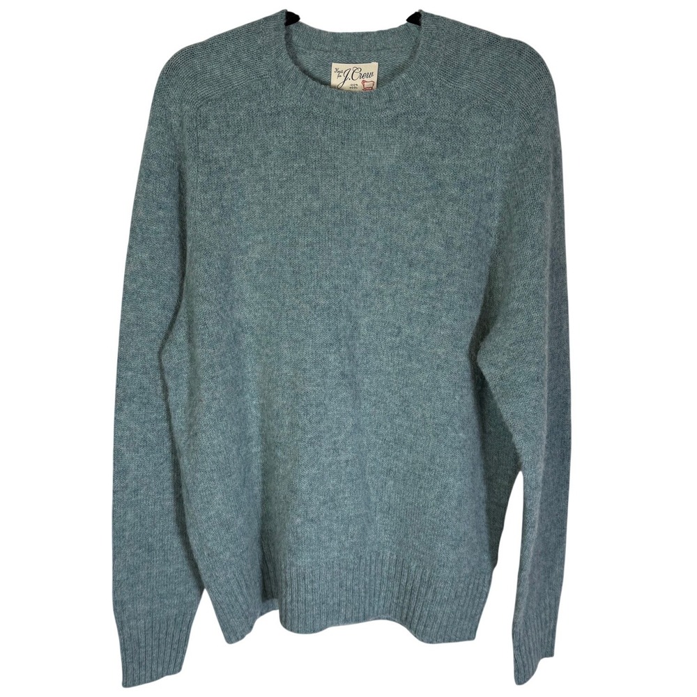 J.Crew Mens 100% Brushed Wool Crewneck Sweater Heathered Blue B1848 HT2280 Large